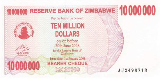 10 Million Dollars Zimbabwe p.55a 2008